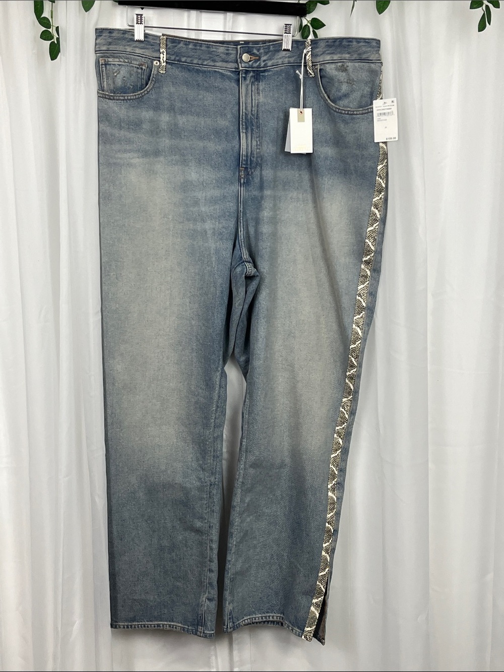 Good American Womens The Kole Jeans 2X High Rise Straight Wide Leg Flare NWT